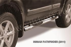 Защита порогов d76 с проступями Nissan Pathfinder (2011)