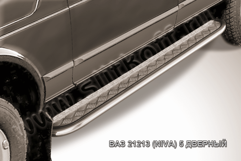 Защита порогов d42 с листом усиленная Lada 4x4 (ВАЗ 21213 NIVA 5-дверная) - фото 1 - id-p131412042