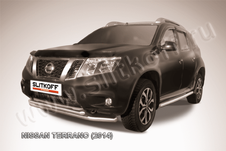 Защита переднего d57+d42 бампера двойная Nissan Terrano (2014) - фото 2 - id-p131412061