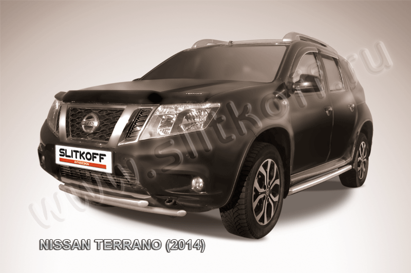 Защита переднего бампера d42+d42 двойная Nissan Terrano (2014)