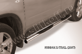 Защита порогов d76 с проступями Nissan X-TRAIL (2007)