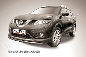 Защита переднего бампера d57 короткая Nissan X-TRAIL (2015)