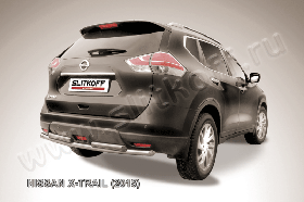 Защита заднего бампера d57+d57 двойная Nissan X-TRAIL (2015)