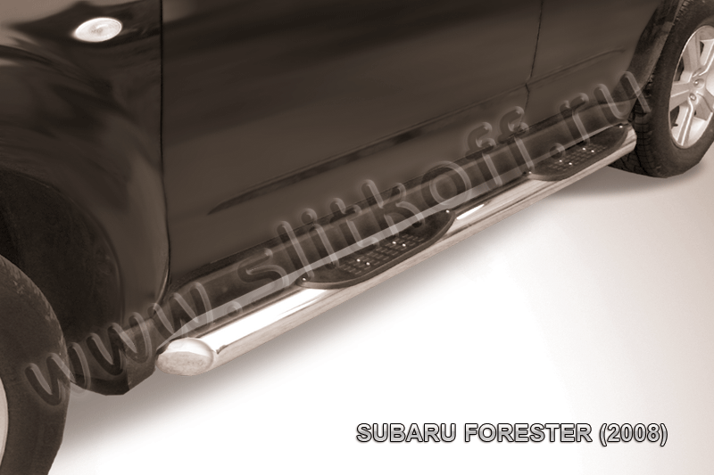 Защита порогов d76 с проступями Subaru Forester - фото 1 - id-p131412166