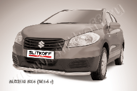 Зашита переднего бампера d57+d42 двойная Suzuki SX-4 (2014)