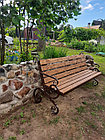 Скамейка садовая со спинкой с элементами ковки, фото 4