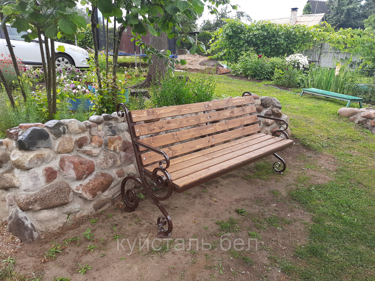 Скамейка садовая со спинкой с элементами ковки - фото 5 - id-p131416378