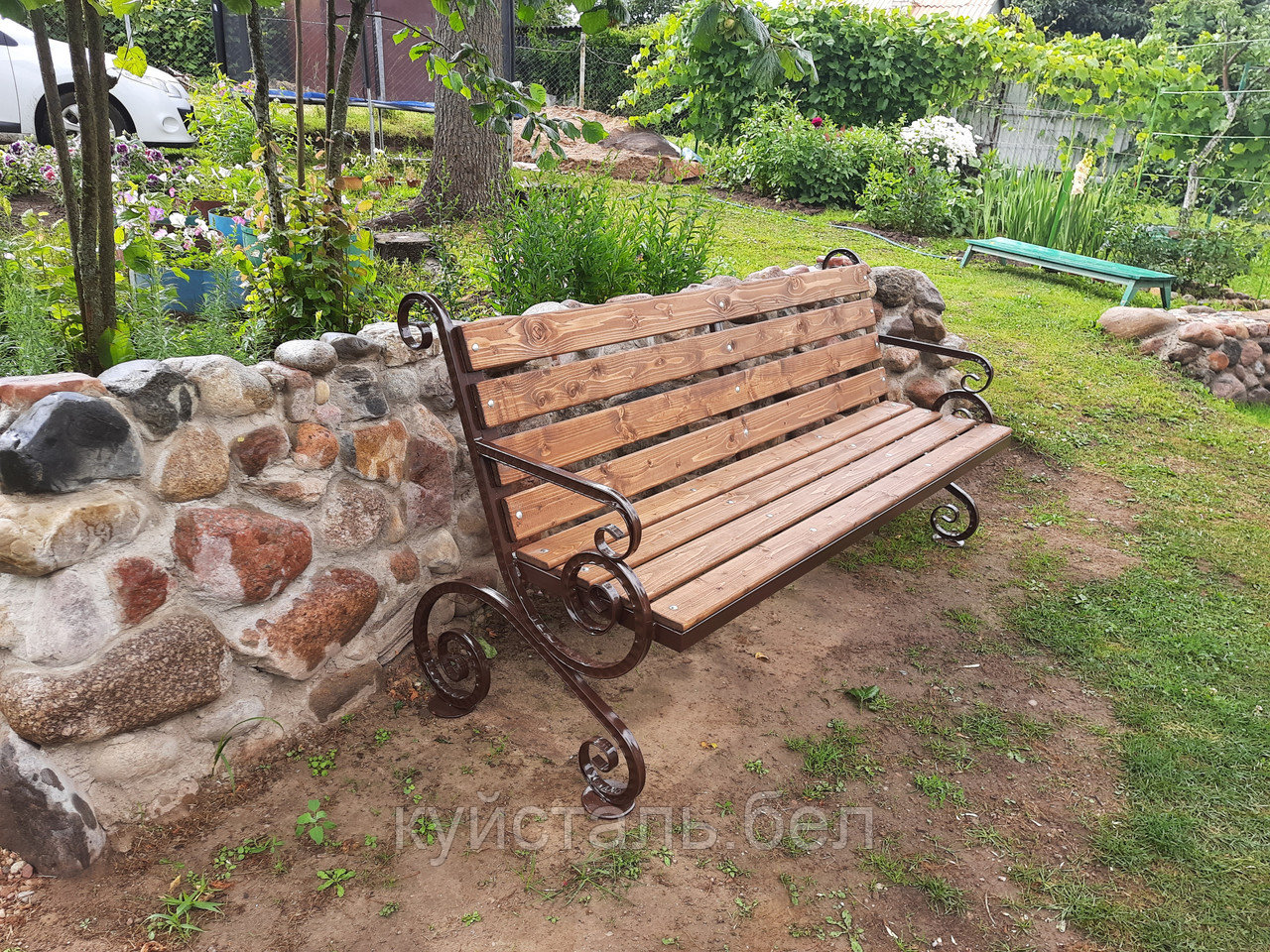 Скамейка садовая со спинкой с элементами ковки - фото 6 - id-p131416378