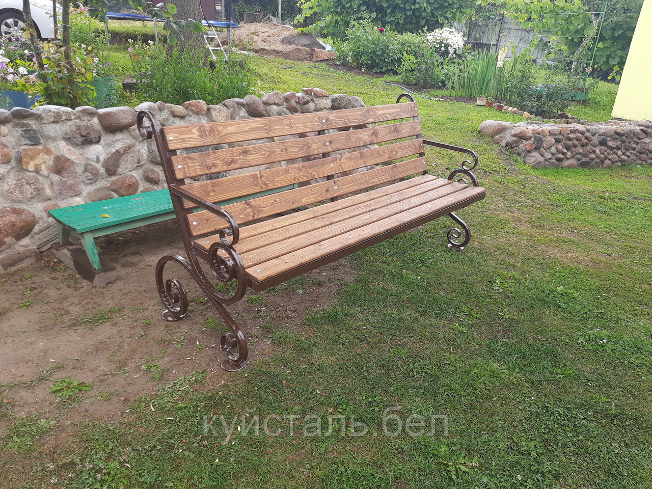 Скамейка садовая со спинкой с элементами ковки - фото 9 - id-p131416378