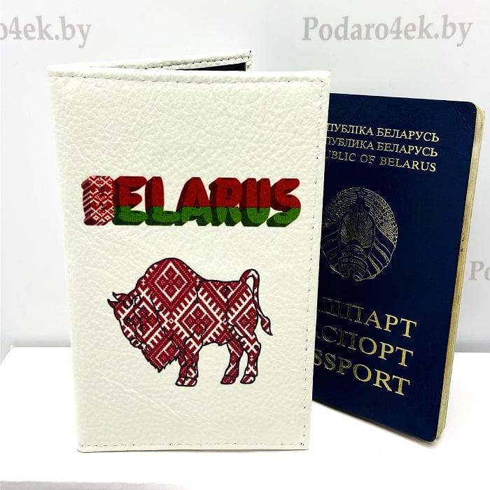Обложка на паспорт «BELARUS с зубром» натуральная кожа - фото 1 - id-p131419827