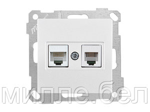 Розетка телефонная + компьютерная (RJ12+Cat5e, скрытая, без рамки) белая, DARIA, MUTLUSAN