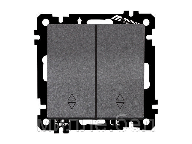 Выключатель проходной 2-клав. (скрытый, без рамки, пруж. зажим) дымчатый, DARIA, MUTLUSAN (10 A, 250 V, IP 20)