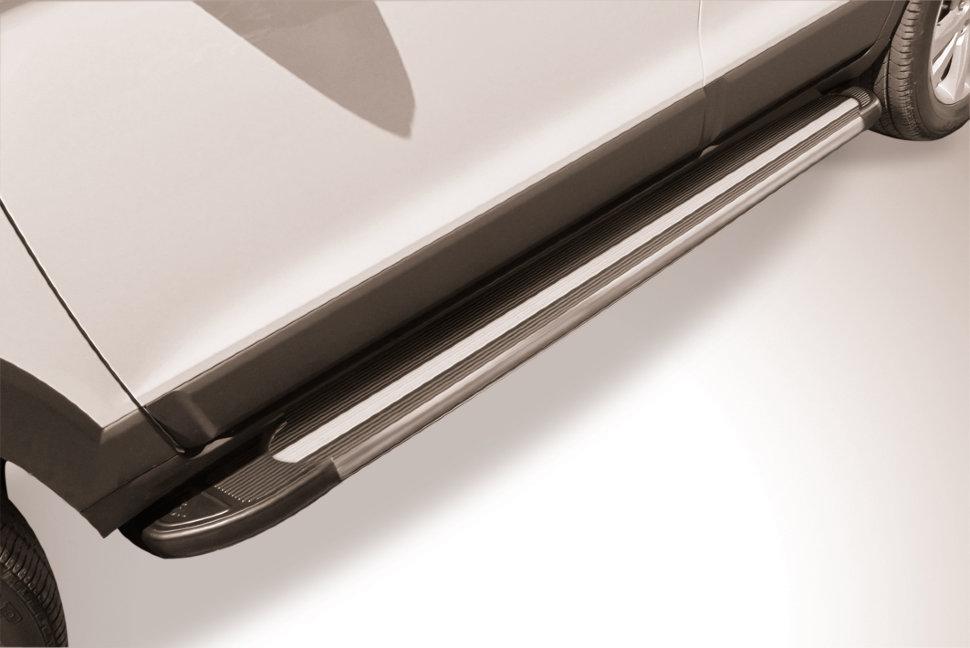 Пороги алюминиевые "Luxe Black"на Chevrolet Captiva (2013)