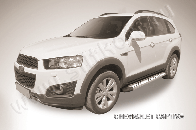 Пороги алюминиевые "Standart Silver" на Chevrolet Captiva (2013) - фото 2 - id-p131425121