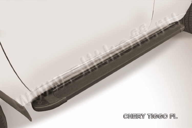 Пороги алюминиевые "Optima Black" на Chery Tiggo FL (2013) - фото 3 - id-p131425152