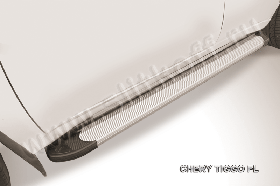 Пороги алюминиевые "Optima Silver" на Chery Tiggo FL (2013)