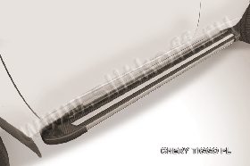 Пороги алюминиевые "Luxe Black" на Chery Tiggo FL (2013)