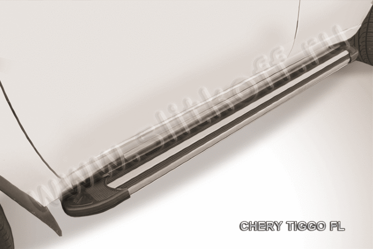 Пороги алюминиевые "Luxe Black" на Chery Tiggo FL (2013) - фото 3 - id-p131425154
