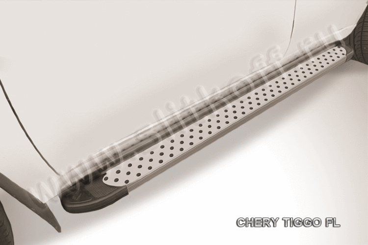 Пороги алюминиевые "Standart Silver" на Chery Tiggo FL (2013) - фото 3 - id-p131425156