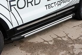 Пороги алюминиевые "Luxe Black" 1800 черные Ford Explorer (2015)