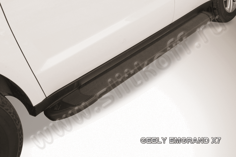 Пороги алюминиевые "Optima Black" 1700 черные Geely Emgrand X7 - фото 1 - id-p131425192