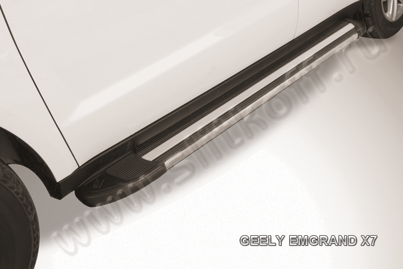 Пороги алюминиевые "Luxe Black" 1700 черные Geely Emgrand X7 - фото 1 - id-p131425194