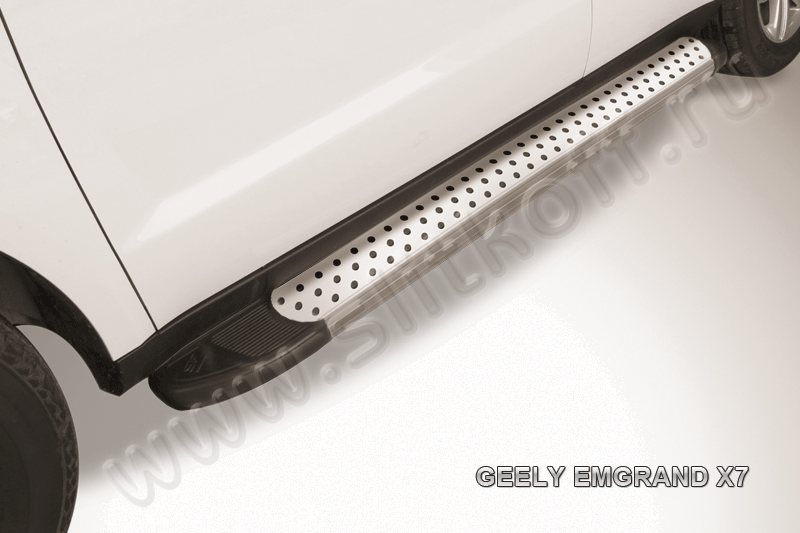 Пороги алюминиевые "Standart Silver" 1700 серебристые Geely Emgrand X7 - фото 1 - id-p131425196
