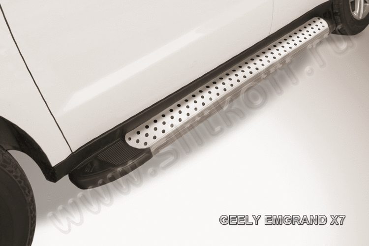 Пороги алюминиевые "Standart Silver" 1700 серебристые Geely Emgrand X7 - фото 3 - id-p131425196