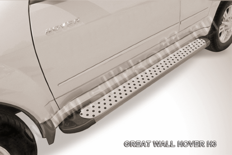 Пороги алюминиевые "Standart Silver" на Great Wall Hover H5 - фото 2 - id-p131425206