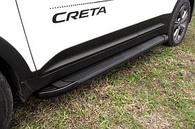 Пороги алюминиевые Optima Black 1700 черные Hyundai CRETA 4WD 2016