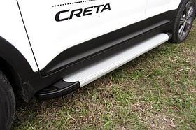 Пороги алюминиевые Optima Silver 1700 серебристые Hyundai CRETA 4WD 2016+