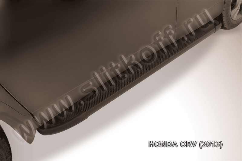 Пороги алюминиевые "Optima Black" Honda CR-V (2012) 2L - фото 1 - id-p131425232