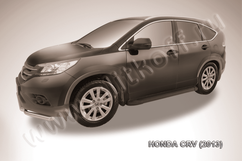 Пороги алюминиевые "Optima Black" Honda CR-V (2012) 2L - фото 2 - id-p131425232