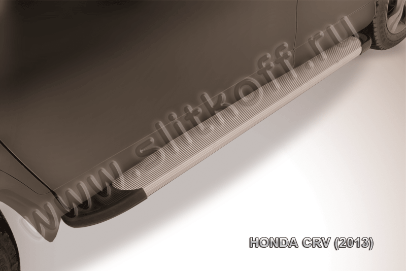 Пороги алюминиевые "Optima Silver" Honda CR-V (2012) 2L - фото 1 - id-p131425233