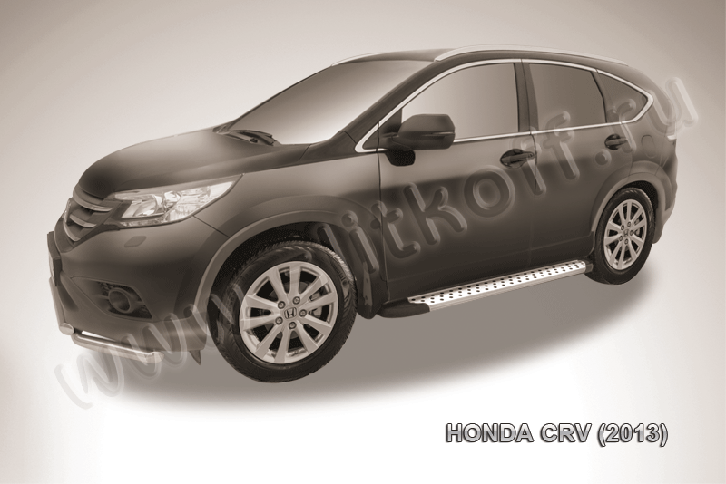 Пороги алюминиевые "Standart Silver" Honda CR-V (2012) 2L - фото 2 - id-p131425236