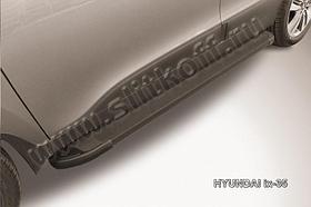 Пороги алюминиевые "Optima Black" на Hyundai ix-35