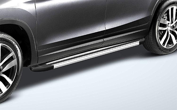 Пороги алюминиевые «Luxe Silver» 1800 серебристые на Honda Pilot 2016 - фото 2 - id-p131425250