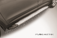 Пороги алюминиевые "Optima Silver" на Hyundai Grand Santa Fe (2014)
