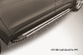 Пороги алюминиевые "Luxe Black" на Hyundai Grand Santa Fe (2014)