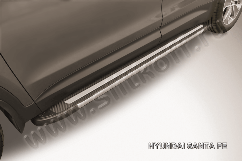 Пороги алюминиевые "Luxe Black" на Hyundai Grand Santa Fe (2014) - фото 1 - id-p131425254