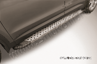 Пороги алюминиевые "Standart Silver" на Hyundai Grand Santa Fe (2014)