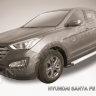Пороги алюминиевые "Optima Silver" на Hyundai Santa Fe (2012), фото 5