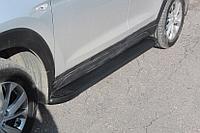 Пороги алюминиевые "Optima Black" 1700 черные Hyundai Tucson (2018) Turbo