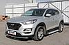 Пороги алюминиевые "Optima Silver" 1700 серебристые Hyundai Tucson (2018) Turbo, фото 2