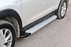Пороги алюминиевые "Optima Silver" 1700 серебристые Hyundai Tucson (2018) Turbo, фото 3