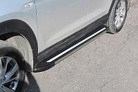 Пороги алюминиевые "Luxe Black" 1700 черные Hyundai Tucson (2018) Turbo