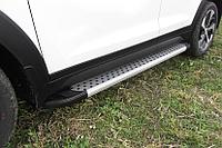 Пороги алюминиевые Standart Silver 1700 серебристые на Hyundai Tucson 4WD (2015)