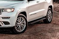 Пороги алюминиевые "Optima Black" 1550 черные Jeep GRAND CHEROKEE (2013)