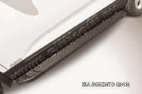 Пороги алюминиевые "Optima Black" на KIA Sorento (2013)