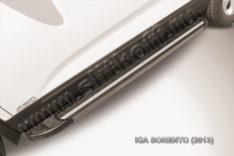Пороги алюминиевые "Luxe Black" на KIA Sorento (2013) - фото 1 - id-p131425289